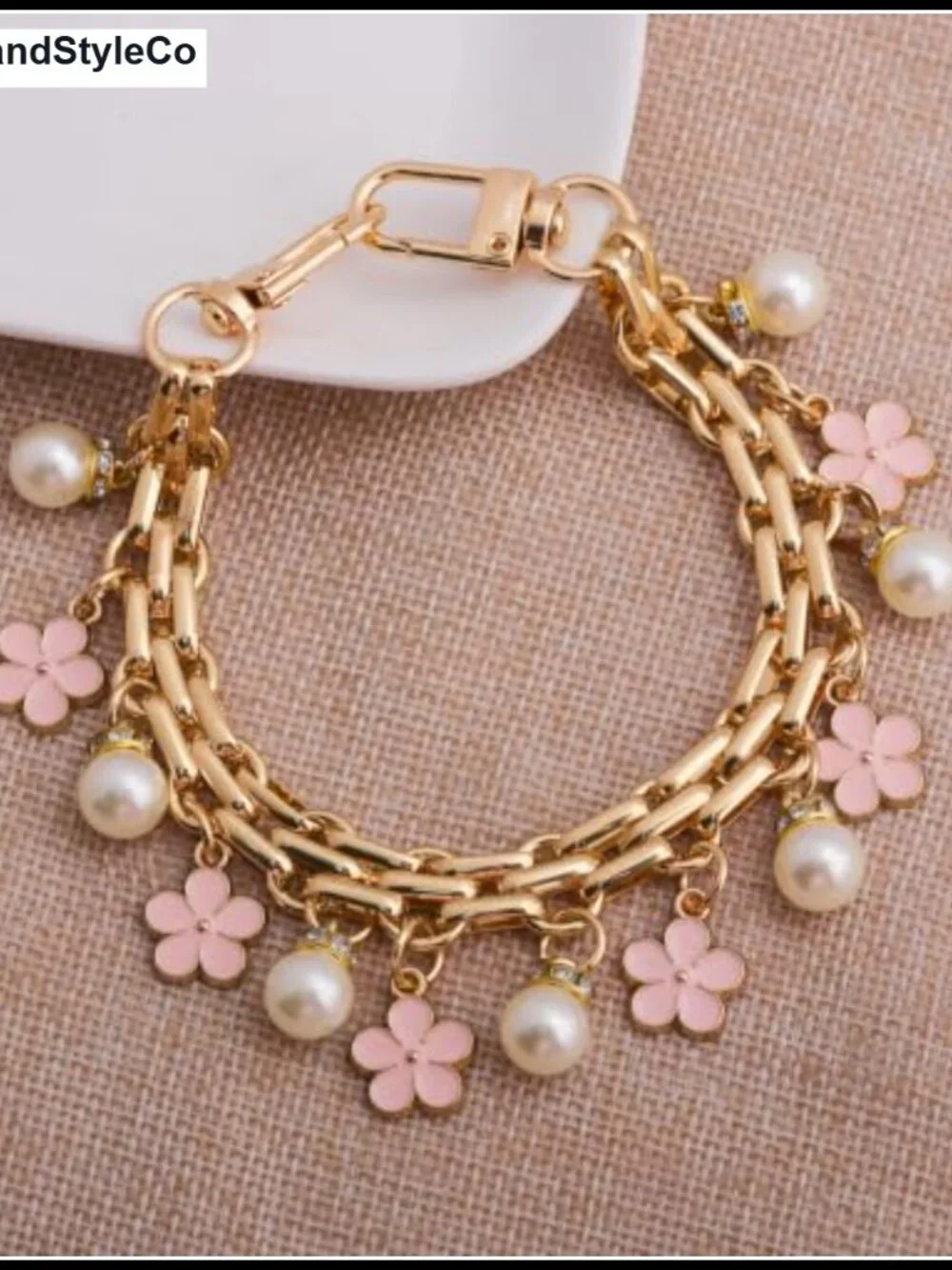 Pearl Bow Bag Charm Keychain Wallet Extension Chain Handbag Pendant
